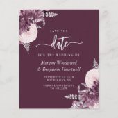 Budget Lila Silber Blumen Save the Date (Vorderseite)