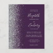 Budget Lila Silber Glitter QR Code Hochzeit (Vorderseite)