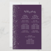 Budget Lila Silber Glitter-Rand Hochzeitsprogramm (Rückseite)