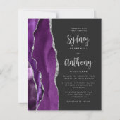 Budget Lila Silver Agate Calligrafy Wedding (Vorderseite)