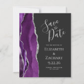 Budget Lila Silver Agate Dark Save the Date (Vorderseite)