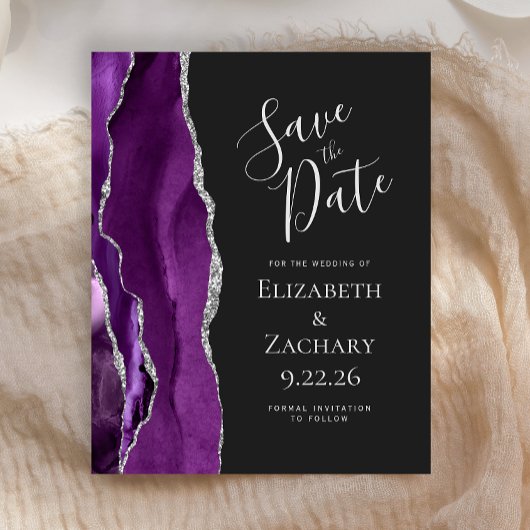 Budget Lila Silver Agate Dark Save the Date