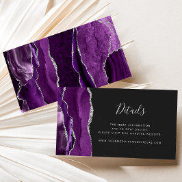 Budget Lila Silver Agate Dark Wedding Website Begleitkarte