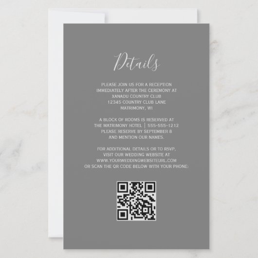 Budget Lila Silver Agate Gray QR Code Wedding (Rückseite)