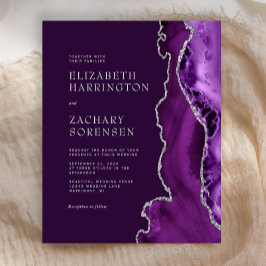 Budget Lila Silver Agate Hochzeit Einladung