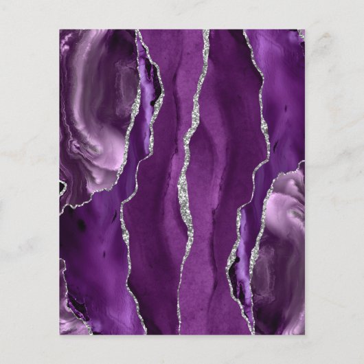 Budget Lila Silver Agate Plum Wedding Menu (Rückseite)