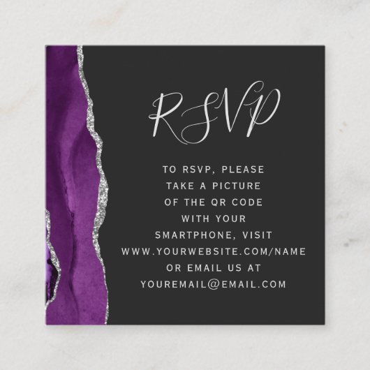 Budget Lila Silver Agate Wedding QR Code UAWG Begleitkarte (Vorderseite)