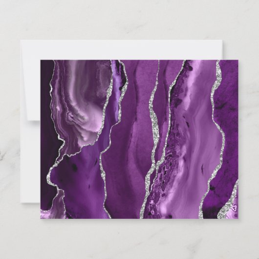 Budget Lila Silver Agate Wedding Save the Date (Rückseite)