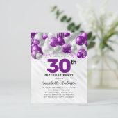 Budget Lila Silver Balloon Glitzer 30. Geburtstag (Stehend Vorderseite)