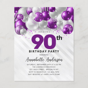 Budget Lila Silver Balloon Glitzer 90. Geburtstag