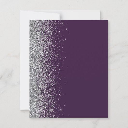 Budget Lila Silver Glitzer Kalligrafie Hochzeit (Rückseite)