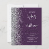 Budget Lila Silver Glitzer Kalligrafie Hochzeit (Vorderseite)