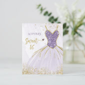 Budget Lila Sparkle Dress Sweet 16 Einladung (Stehend Vorderseite)