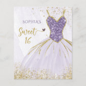 Budget Lila Sparkle Dress Sweet 16 Einladung (Vorderseite)