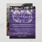 Budget Lila String Light Foto Wedding Einladung (Vorne/Hinten)