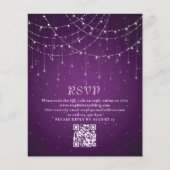 Budget Lila String Lights QR Code Wedding RSVP (Vorderseite)
