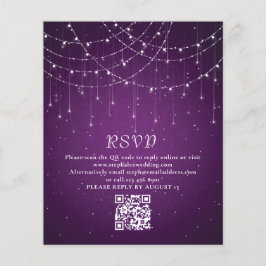 Budget Lila String Lights QR Code Wedding RSVP