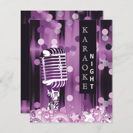 Budget Lila Sweet 16 Karaoke Einladung (Vorne/Hinten)
