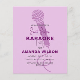 Budget Lila Sweet 16 Karaoke Party Einladung