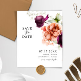 Budget Lila und Peach Blume Save the Date Karte