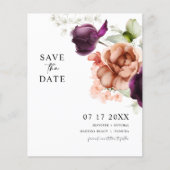 Budget Lila und Peach Blume Save the Date Karte (Vorderseite)