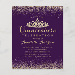 Budget Lila Violet Gold Quinceañera Tiara Einladun