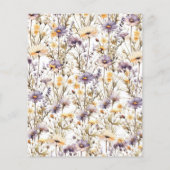 Budget Lila Wildblumen Brautdusche Einladung (Rückseite)