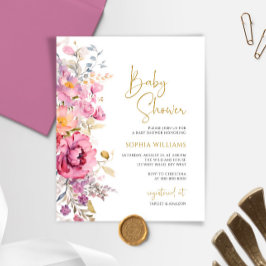 Budget Lila Wildblumen Kinderdusche Einladung