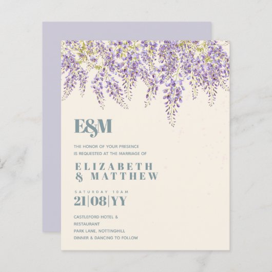 BUDGET Lila Wisteria Sage Blumengarten Hochzeit (Vorne/Hinten)