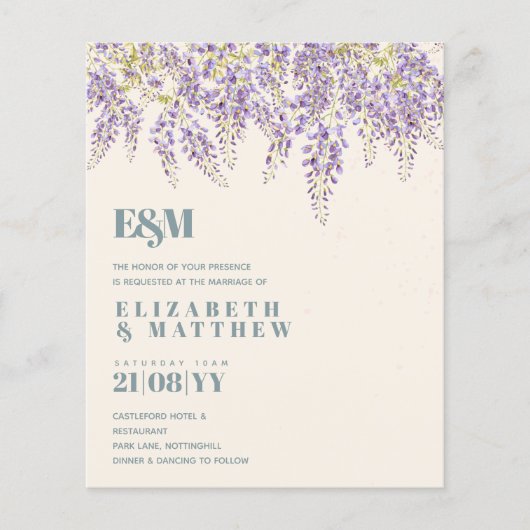 BUDGET Lila Wisteria Sage Blumengarten Hochzeit (Vorderseite)