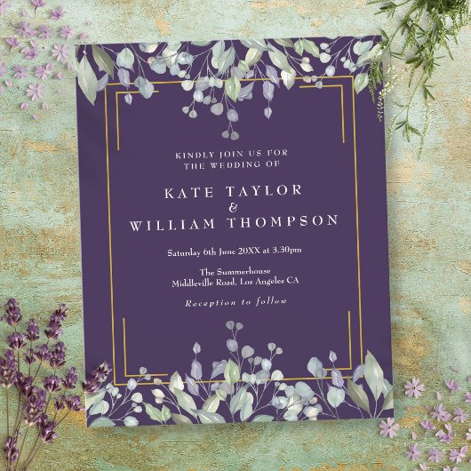Budget Lilac Floral Lila Hochzeit Einladung