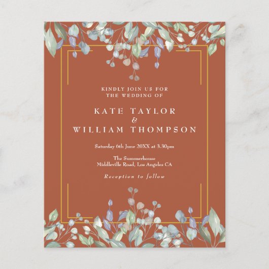 Budget Lilac Floral Terracotta Hochzeit Einladung (Vorderseite)