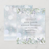 Budget Lilac Floral Winter Hochzeit Einladung (Vorne/Hinten)