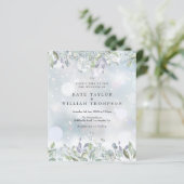 Budget Lilac Floral Winter Hochzeit Einladung (Stehend Vorderseite)