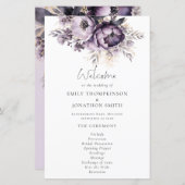 Budget Lilac Lila Florals Wedding Program (Vorne/Hinten)