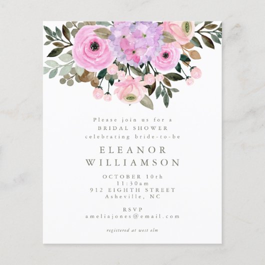 Budget Lilac Pink Floral Bouquet Brautparty (Vorderseite)