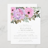 Budget Lilac Pink Floral Bouquet Wedite Einladung (Vorne/Hinten)