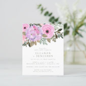 Budget Lilac Pink Floral Bouquet Wedite Einladung (Stehend Vorderseite)