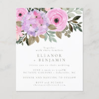 Budget Lilac Pink Floral Bouquet Wedite Einladung