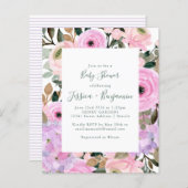 Budget Lilac Pink Floral Stripe Babydusche (Vorne/Hinten)