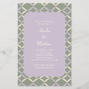 Budget Lilac Sage Elegant Geometric Wedding Einlad