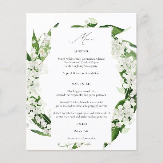 Budget Lily of the Valley Floral Menu Flyer (Vorne)