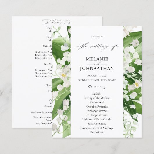 Budget Lily of the Valley Floral Wedding Program (Vorne/Hinten)