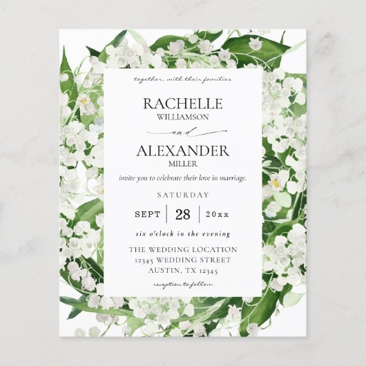 Budget Lily of the Valley White Floral Wedding 3 Flyer (Vorne)