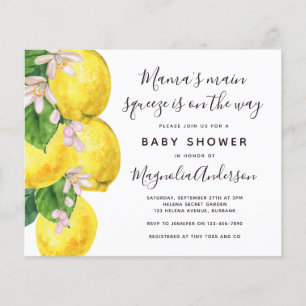 Budget-Limonen-Haupt-Squeeze-Baby-Shower-Einladung