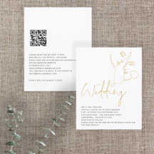 BUDGET Line Art Faces Gold Glitter QR Wedding