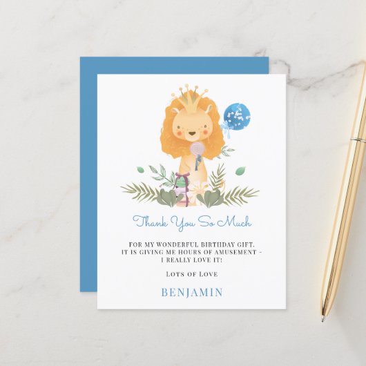 Budget Lion Kleinkind Blue Vielen Dank Papierblatt (Vorderseite/Rückseite Beispiel)