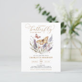 Budget Little Butterfly Pink Baby Dusche Einladung (Stehend Vorderseite)