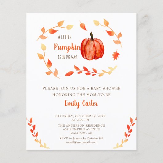 Budget Little Pumpkin Baby Shower Fall Foliage (Vorderseite)