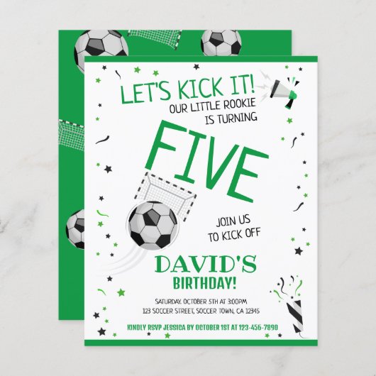 Budget Little Rookie Soccer Green Geburtstag Einla (Vorne/Hinten)